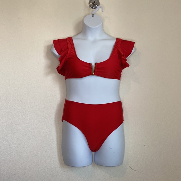 Red Ruffle Bikini 0X - Picture 3 of 7